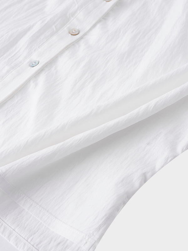 Boxy Dolman Sleeve Crinkle Blouse-White