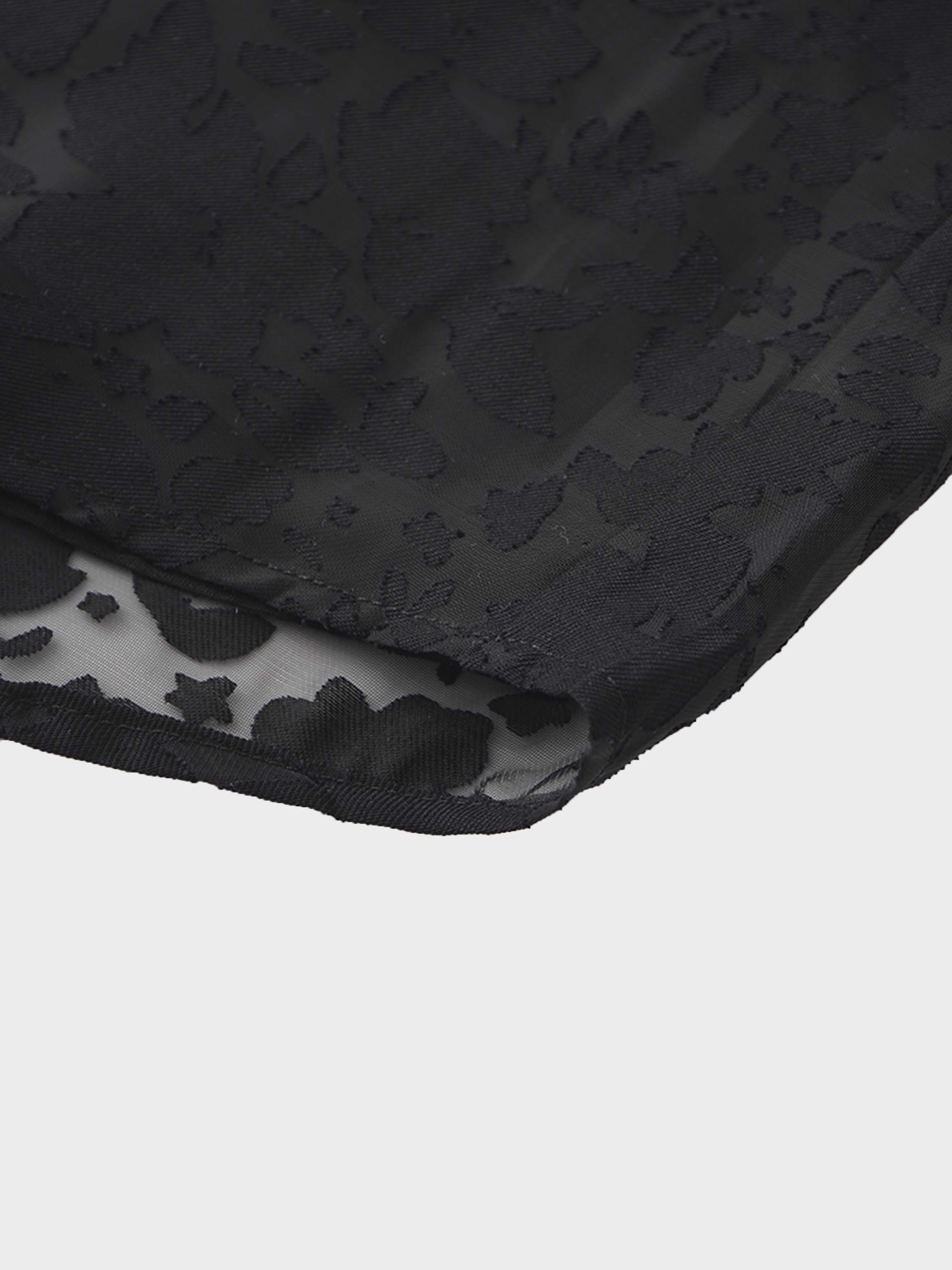 Puff Sleeve Lace Burnout-Black