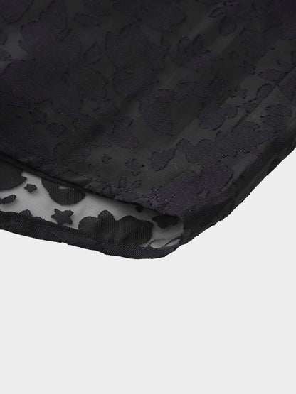 Puff Sleeve Lace Burnout-Black