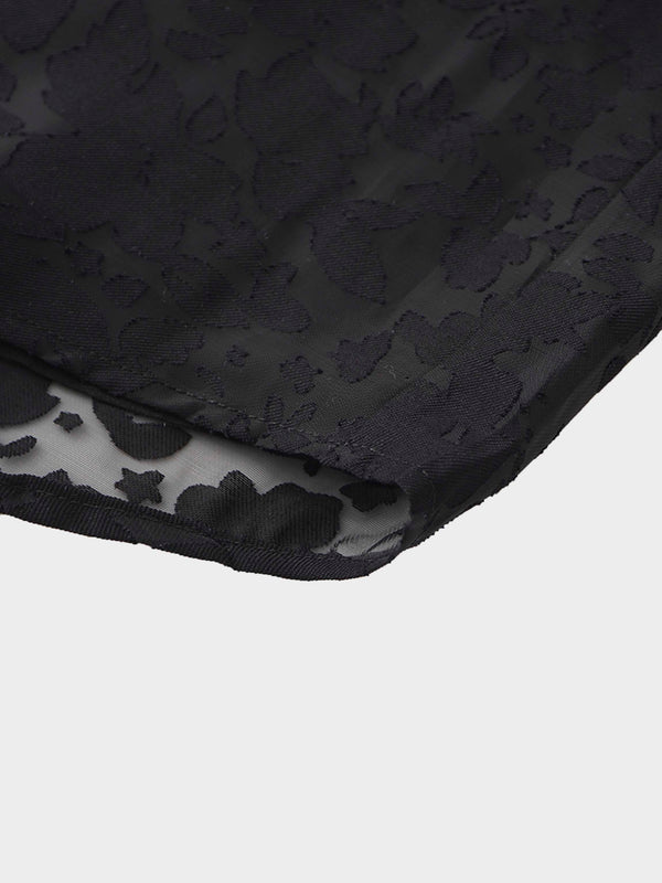 Puff Sleeve Lace Burnout-Black