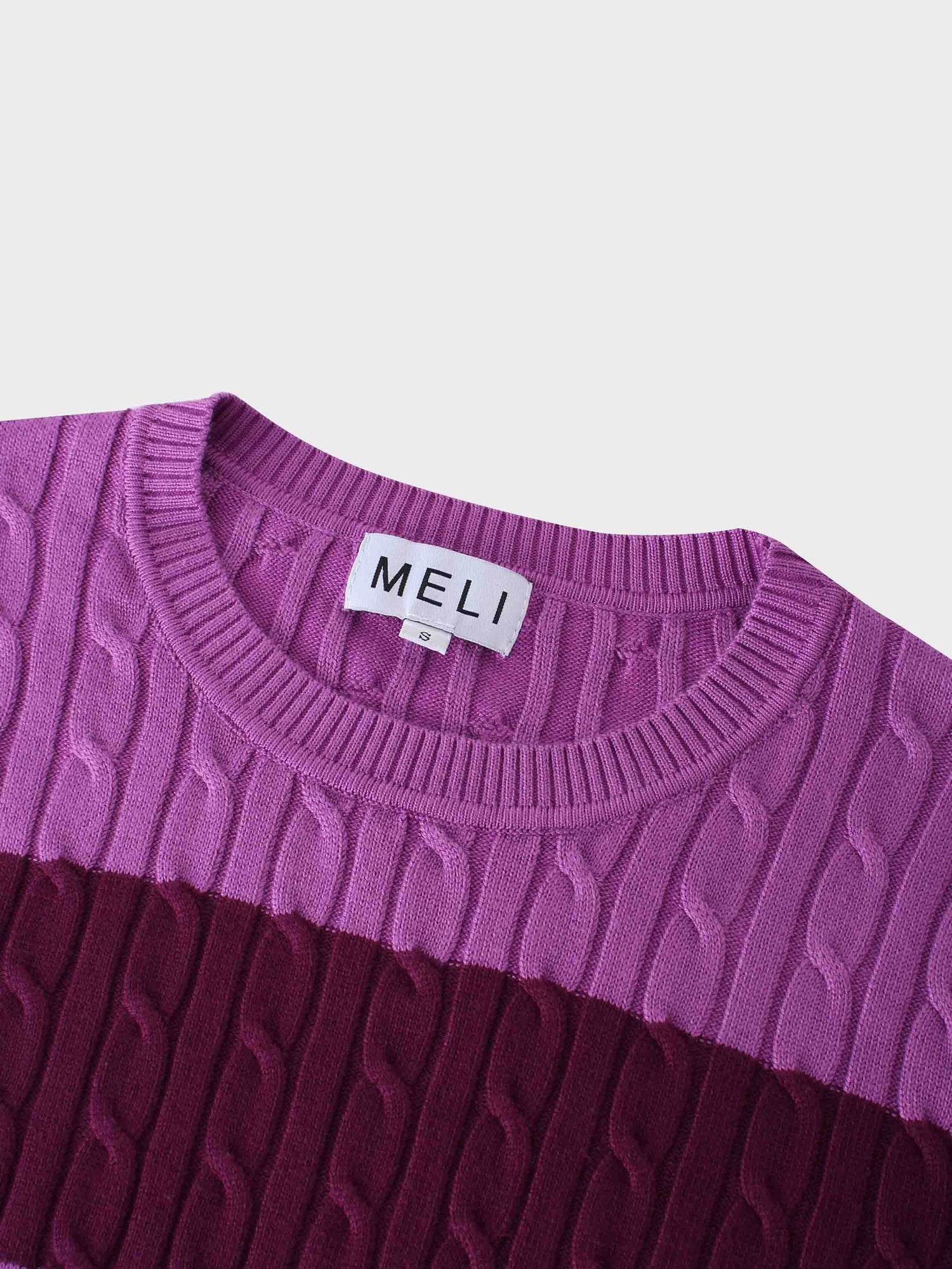 Striped Cable Sweater-Burgundy/Fuchsia