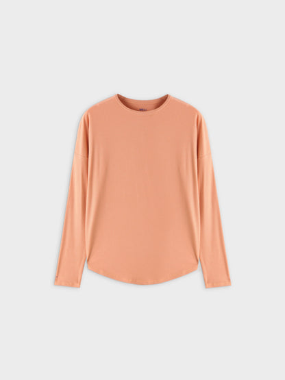 Ribbed Swing Tee-Peach
