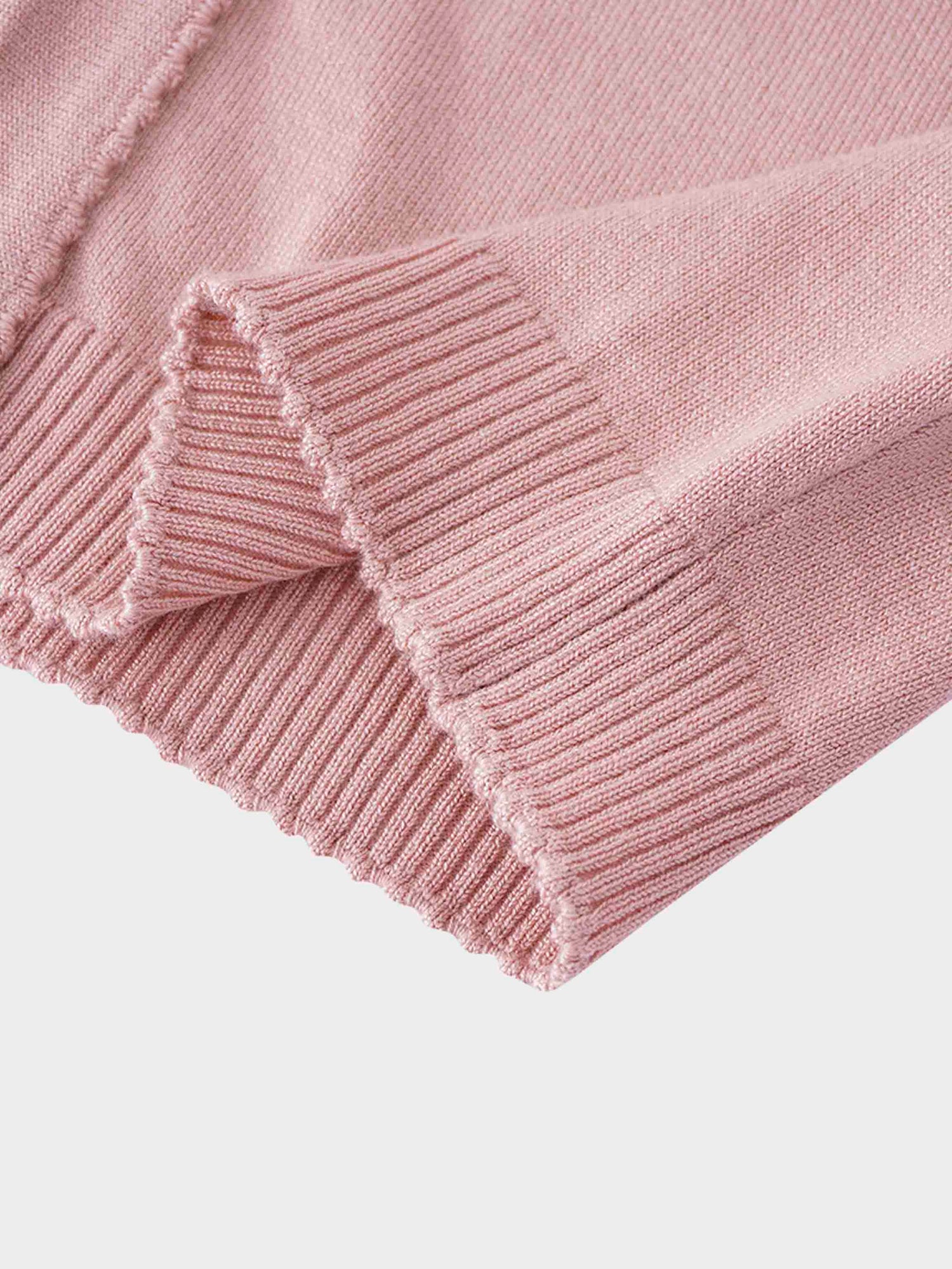 Trim Detail Crew Crop Cardigan-Pink