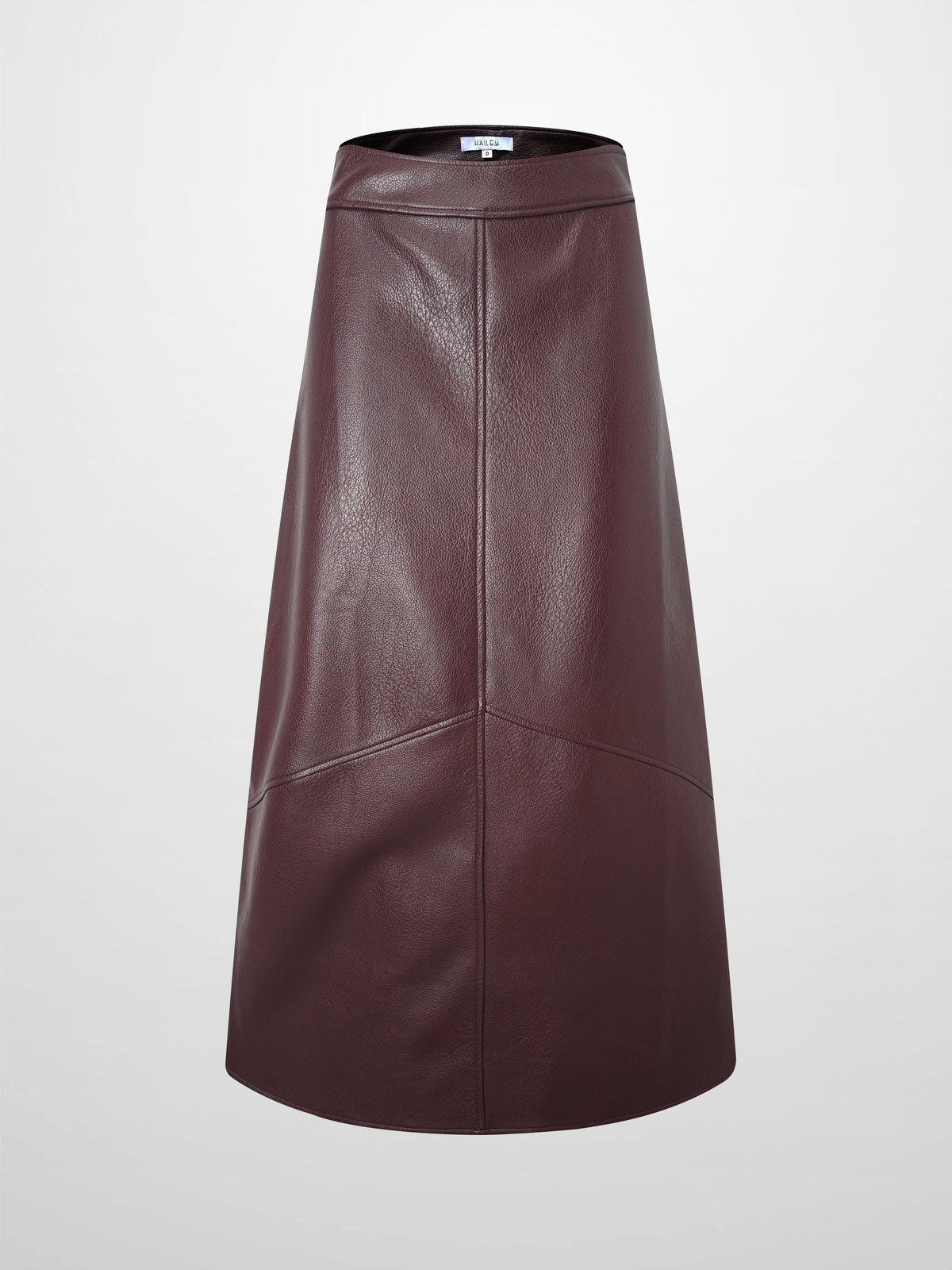 Textured Faux Leather Seam Skirt - Burgundy
