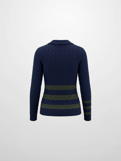 Mix Stripe Cable Sweater - Blue and Green