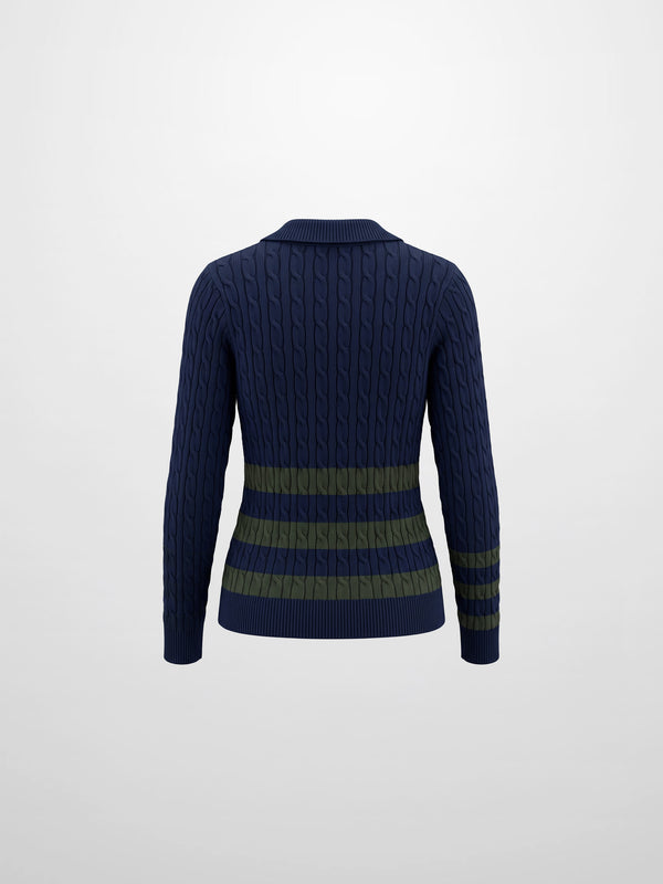 Mix Stripe Cable Sweater - Blue and Green