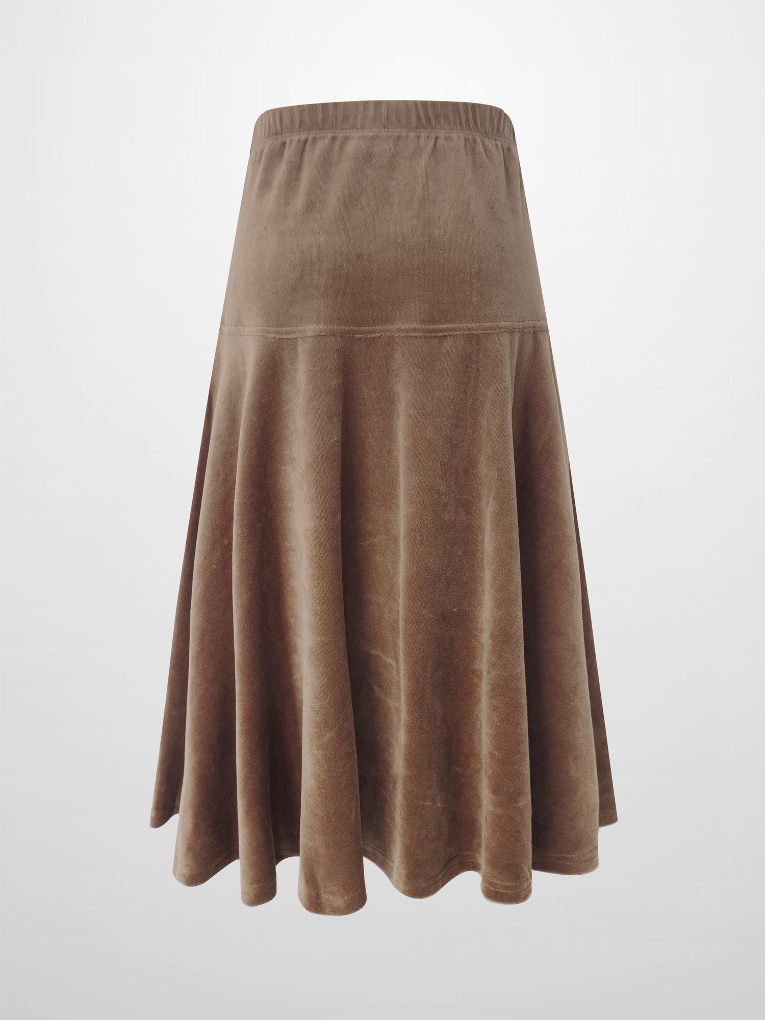 Velour Yoke Circle Skirt - Brown