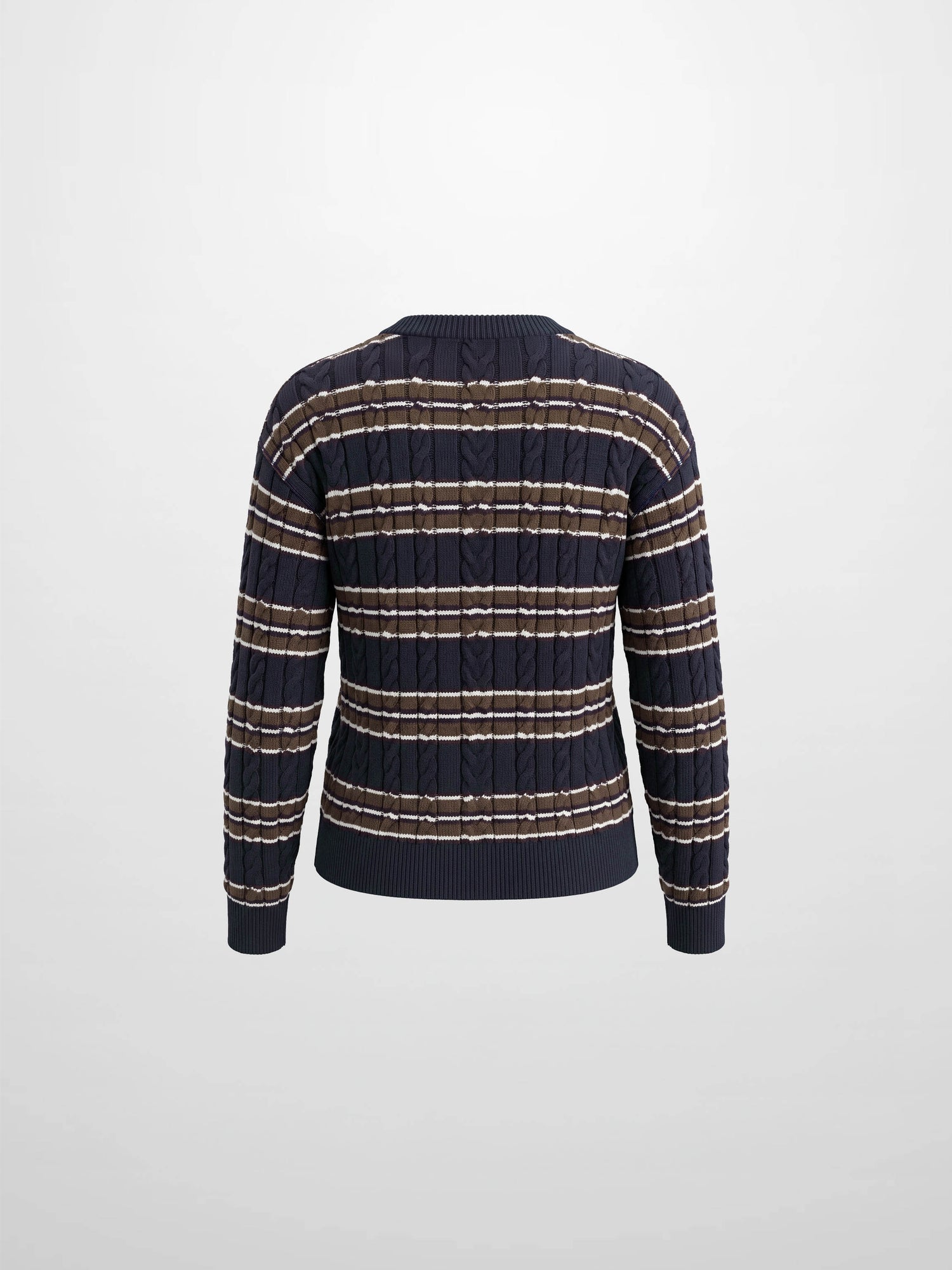 Cable Striped Sweater - Navy