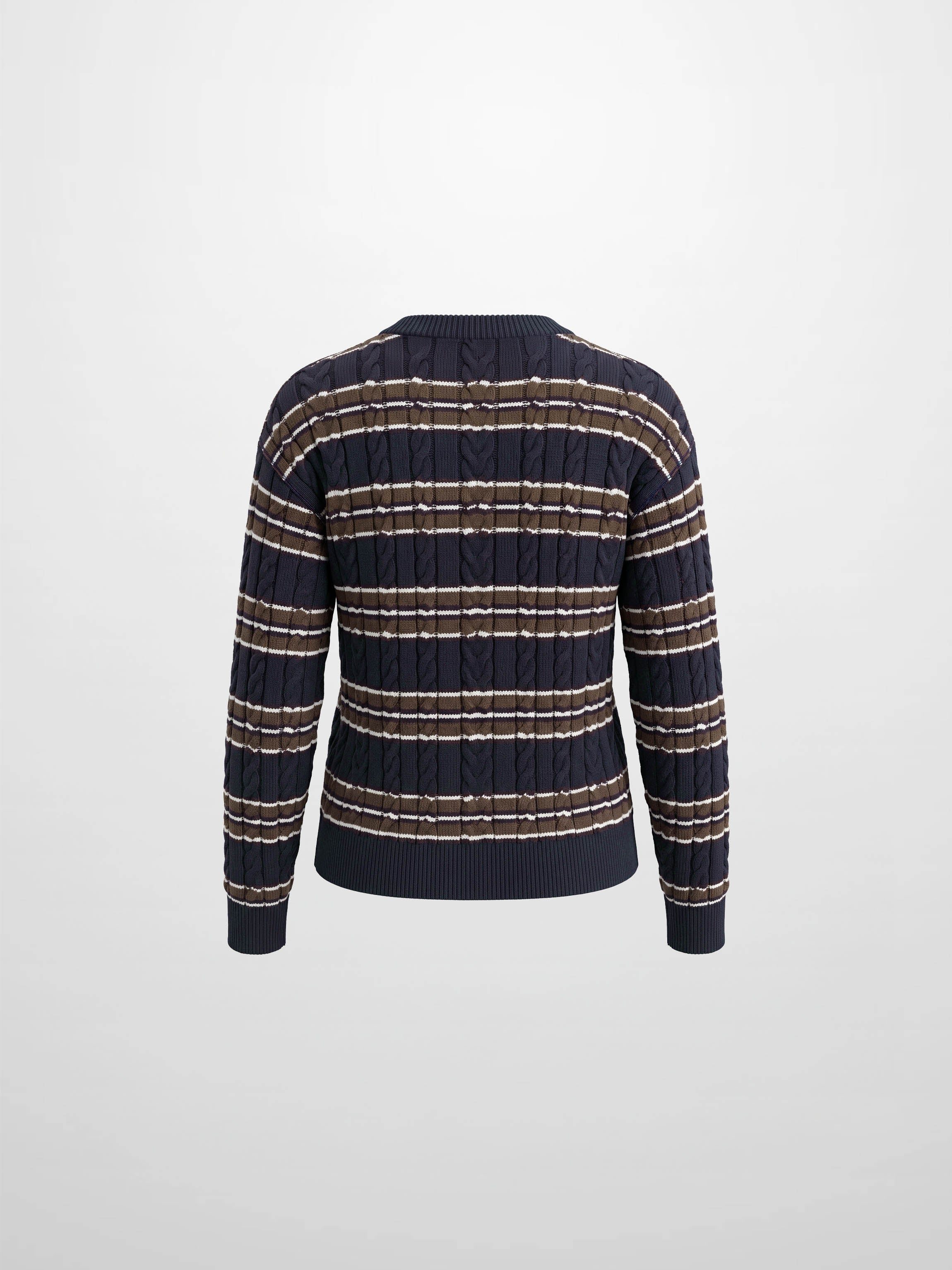 Cable Striped Sweater - Navy