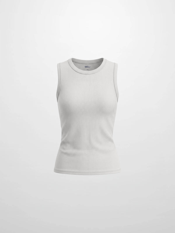 Sleeveless Basic Tee-White