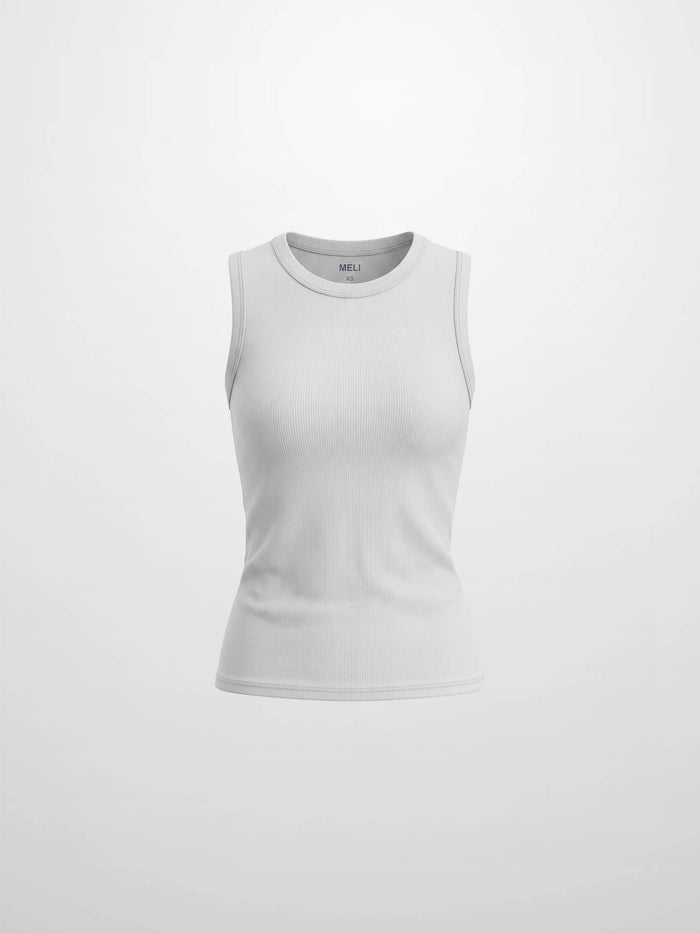 Sleeveless Basic Tee-White