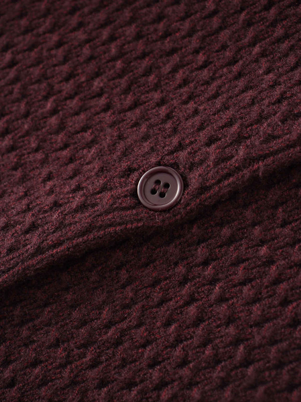 Textured Crew Cardigan-Heathered Burgundy