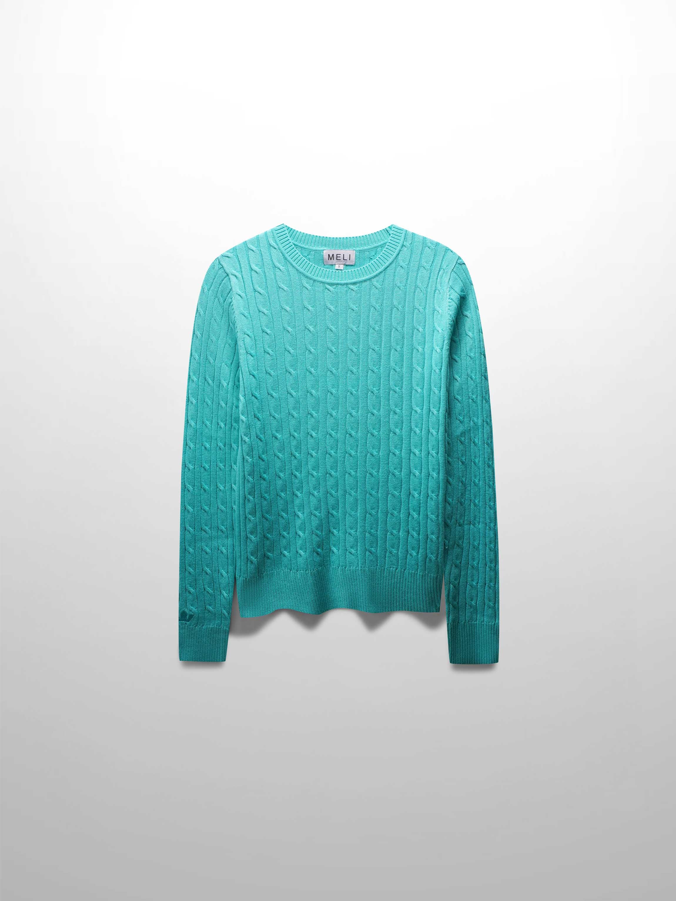 Knit Cable Sweater-Aqua