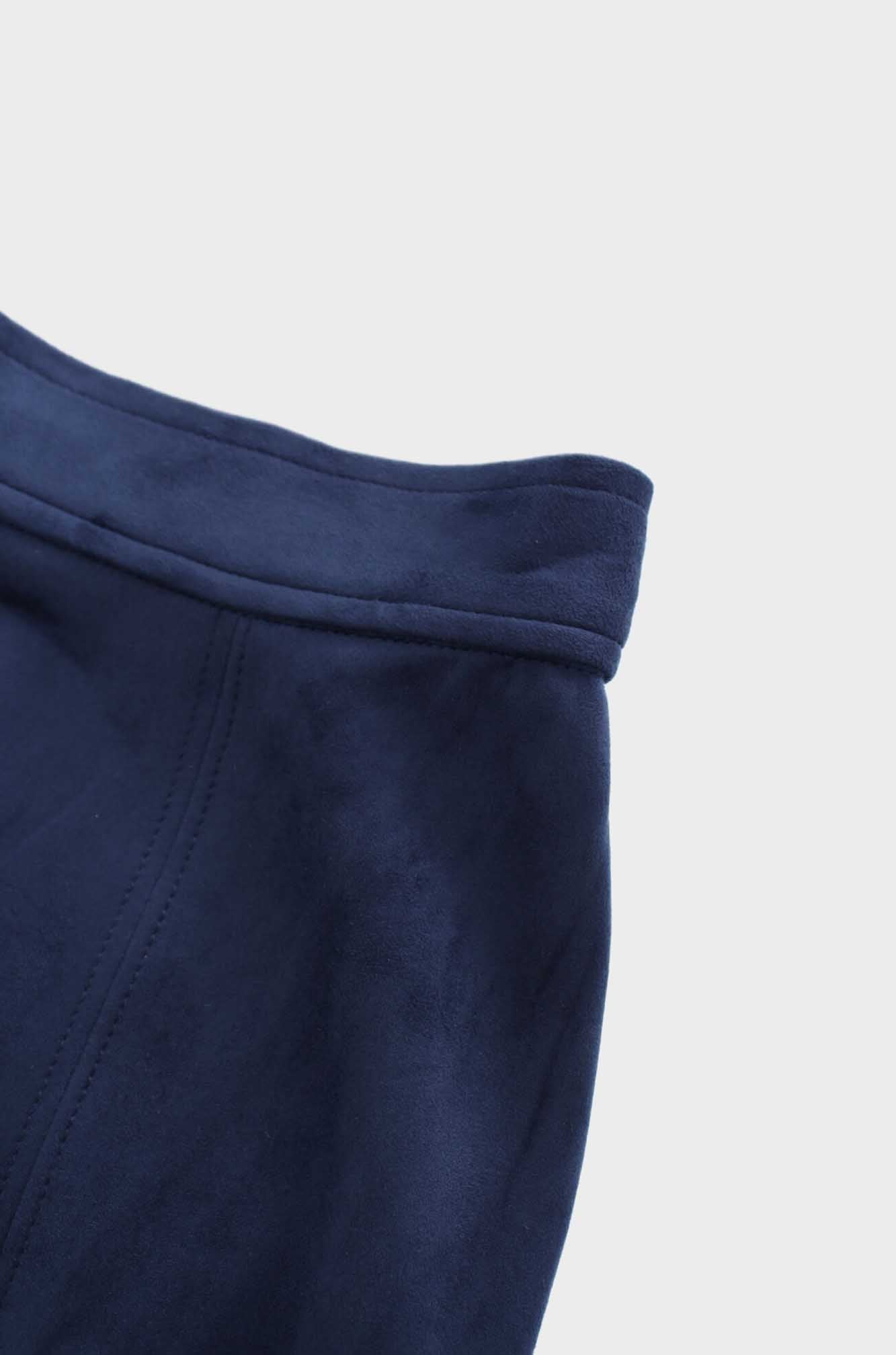 Suede Trumpet Skirt-Navy