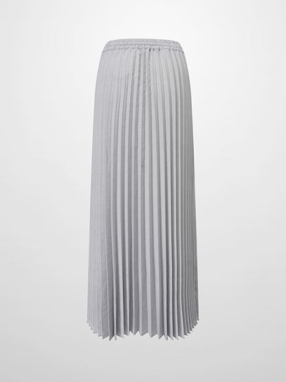 Elastic Waist Micro Pleat Skirt-Grey
