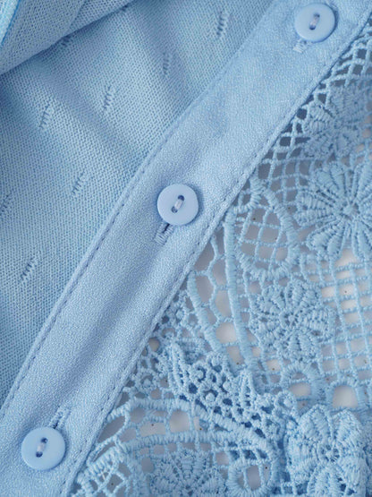 Crew Neck Pebbled Sweater-Light Blue