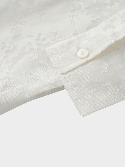 Puff Sleeve Lace Burnout-White