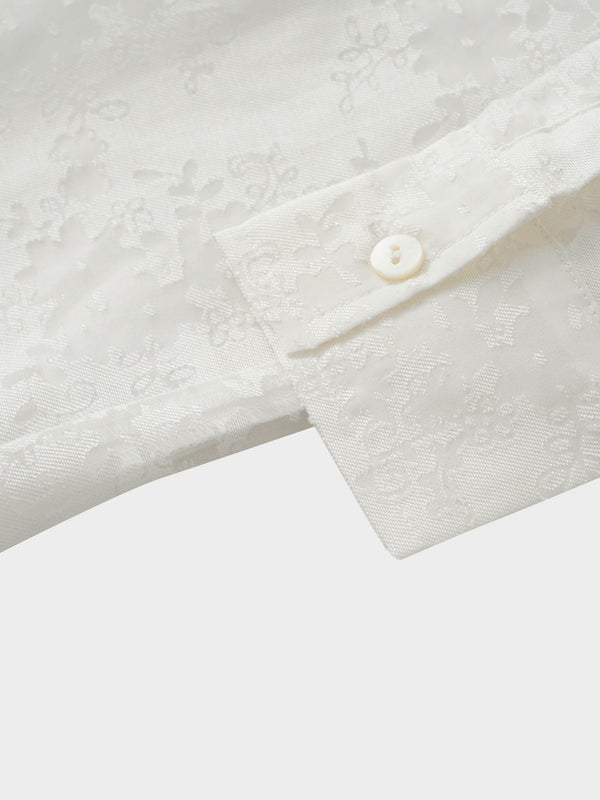 Puff Sleeve Lace Burnout-White