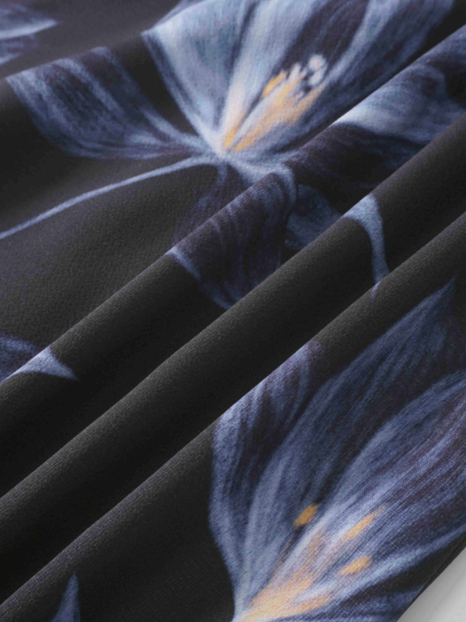 Yoke Pleated Printed Skirt-Blue Floral