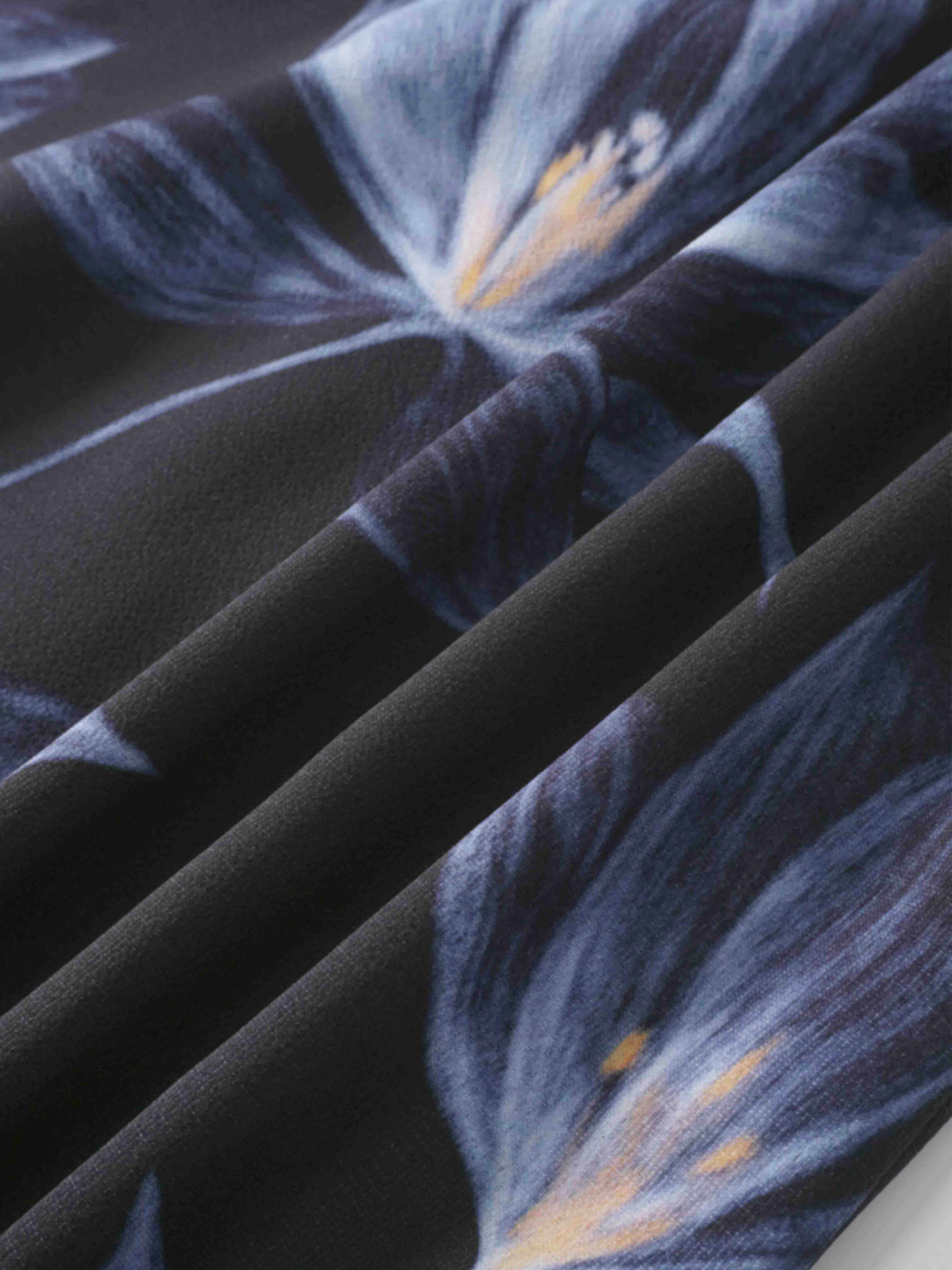 Yoke Pleated Printed Skirt-Blue Floral