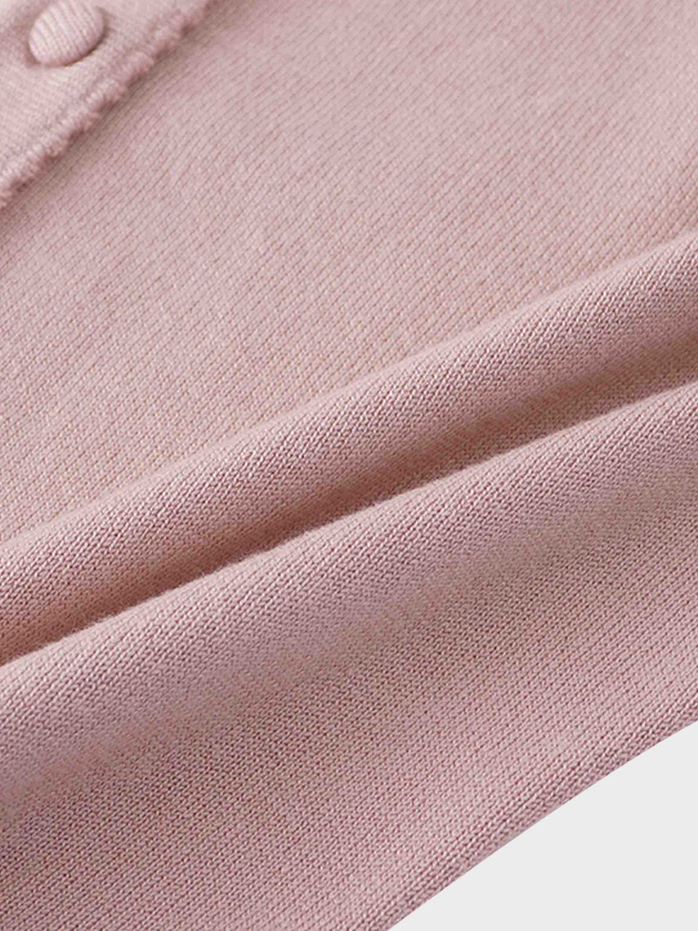 Trim Detail Crew Crop Cardigan-Pink