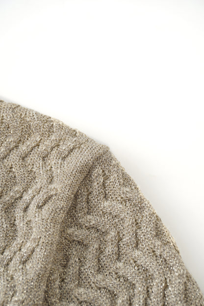Textured Lurex Crew Sweater-Ivory