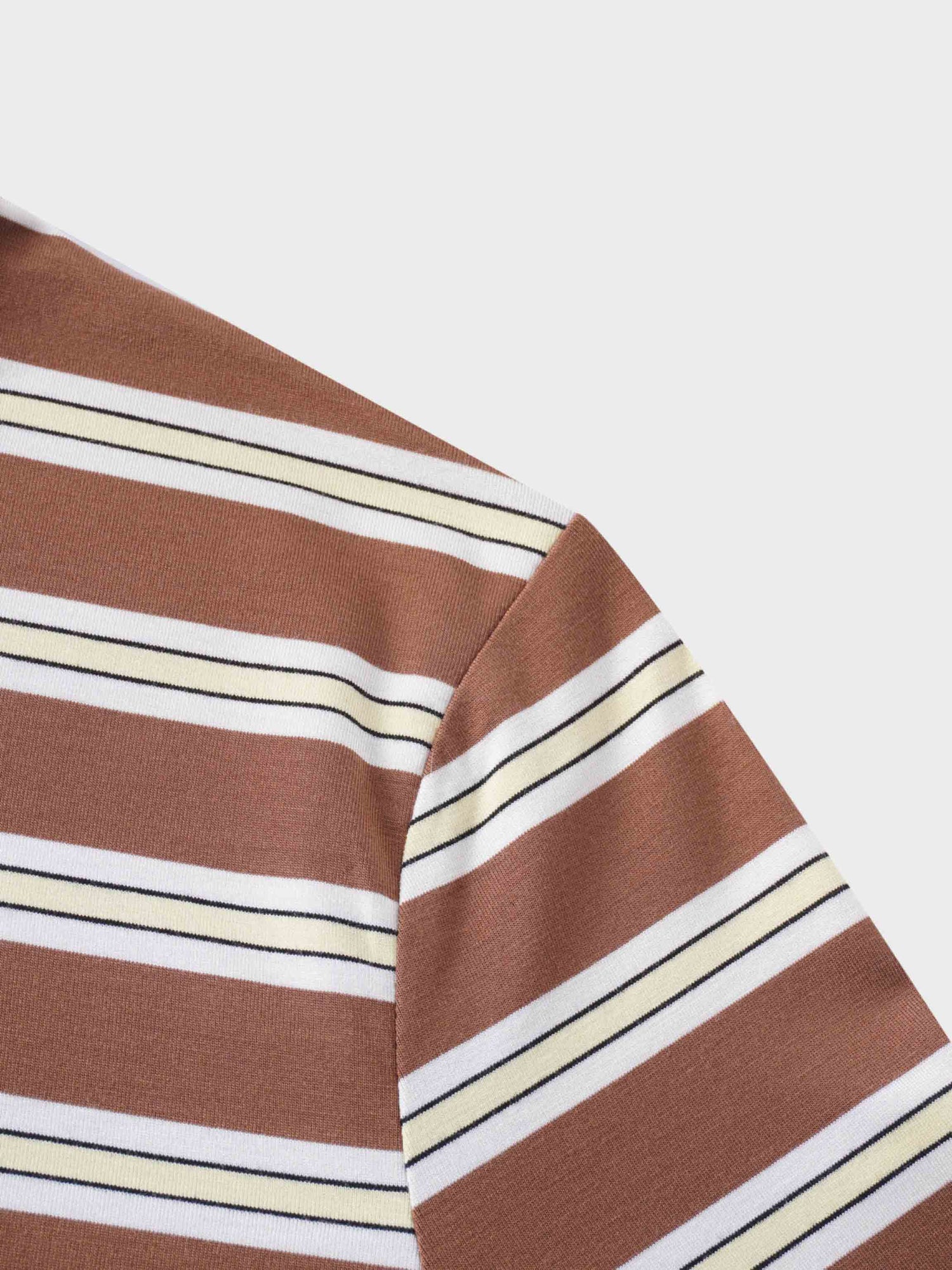 Flat Striped High V Long Sleeve-Brown/Yellow