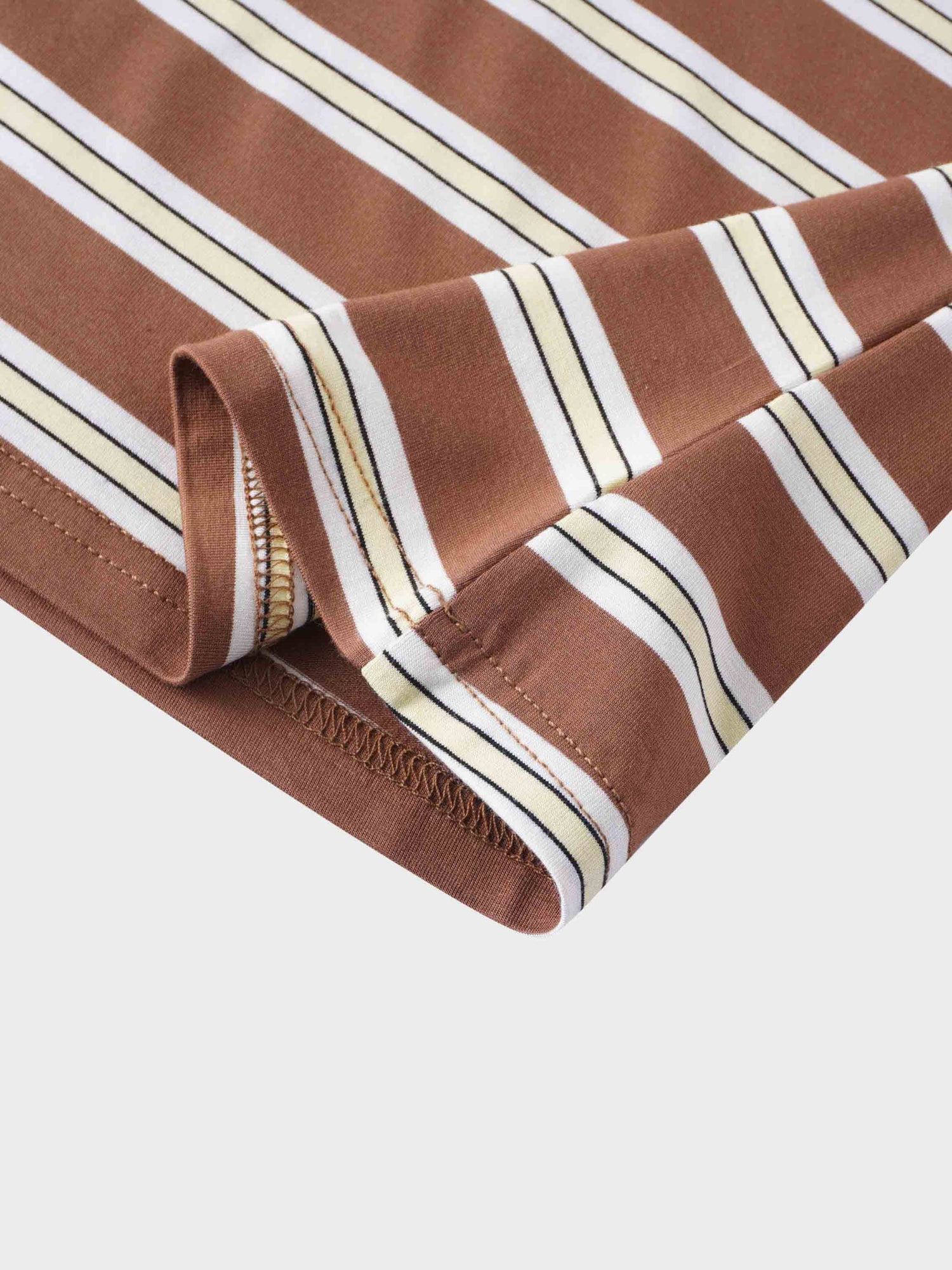 Flat Striped High V Long Sleeve-Brown/Yellow