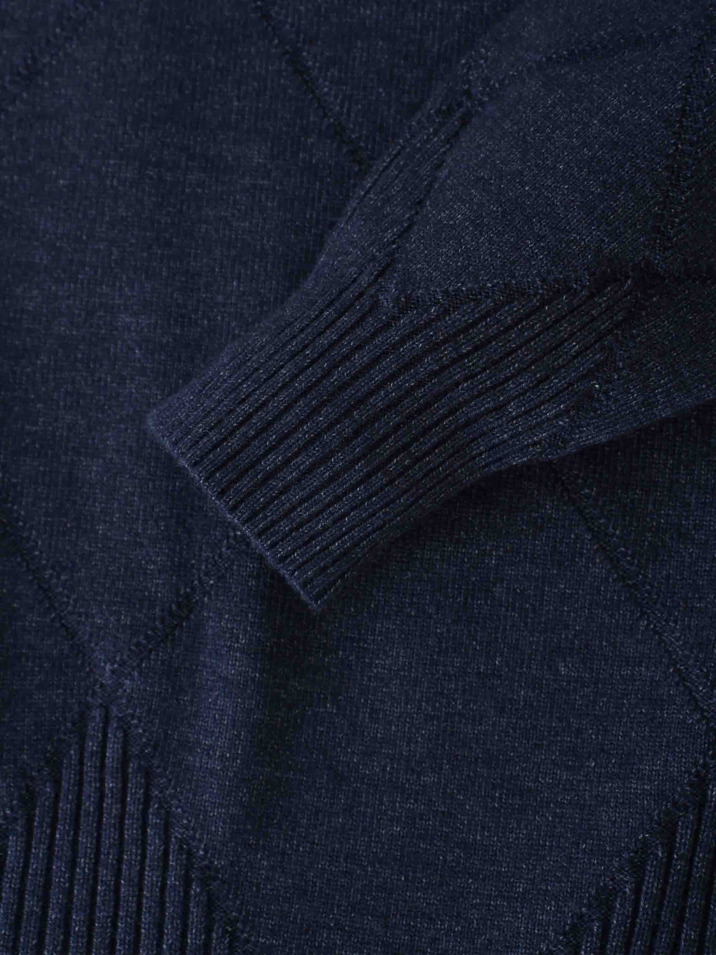 Oversized Diamond Detail Sweater-Heathered Navy