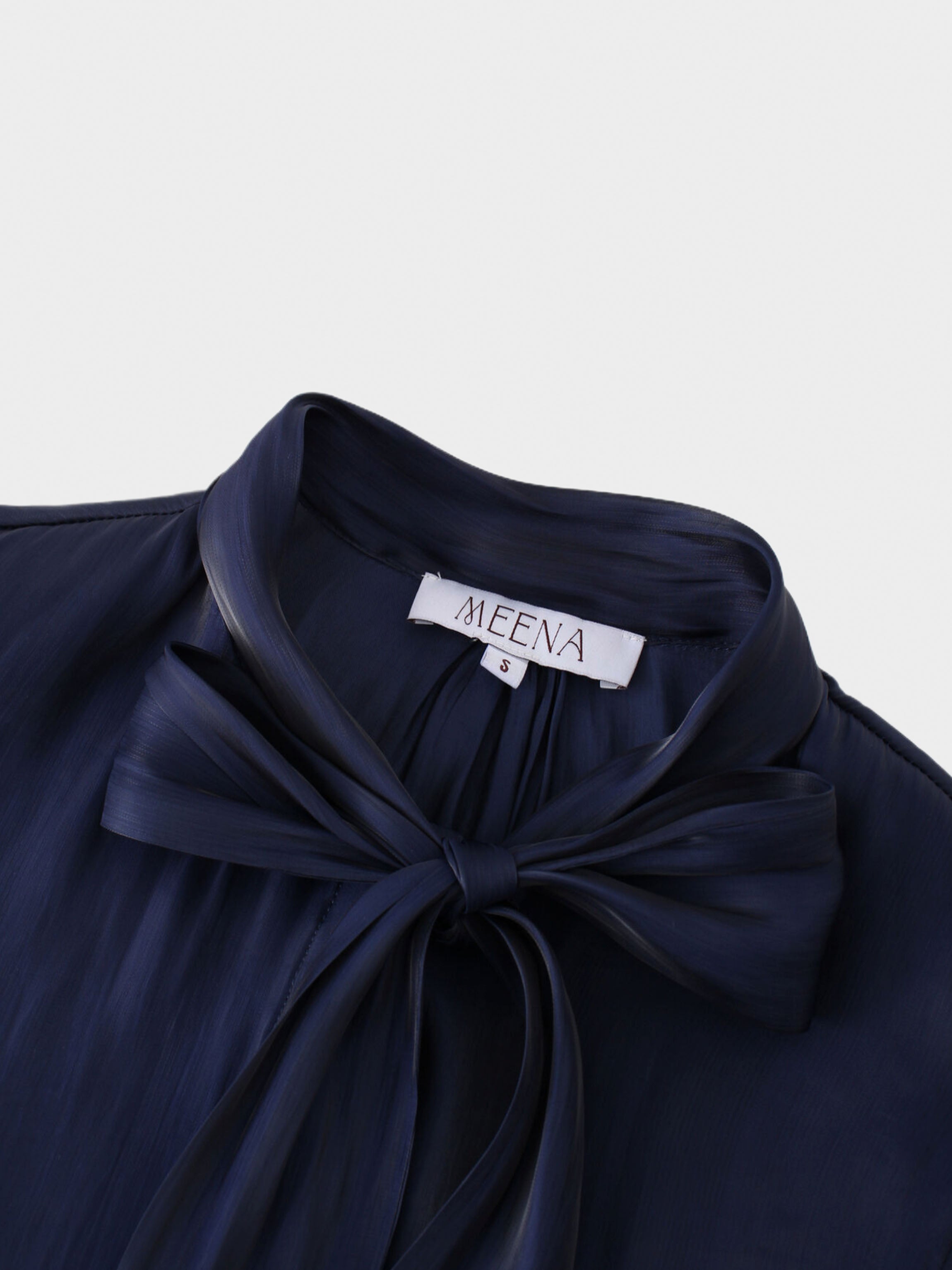 Shimmer Tie Blouse-Navy