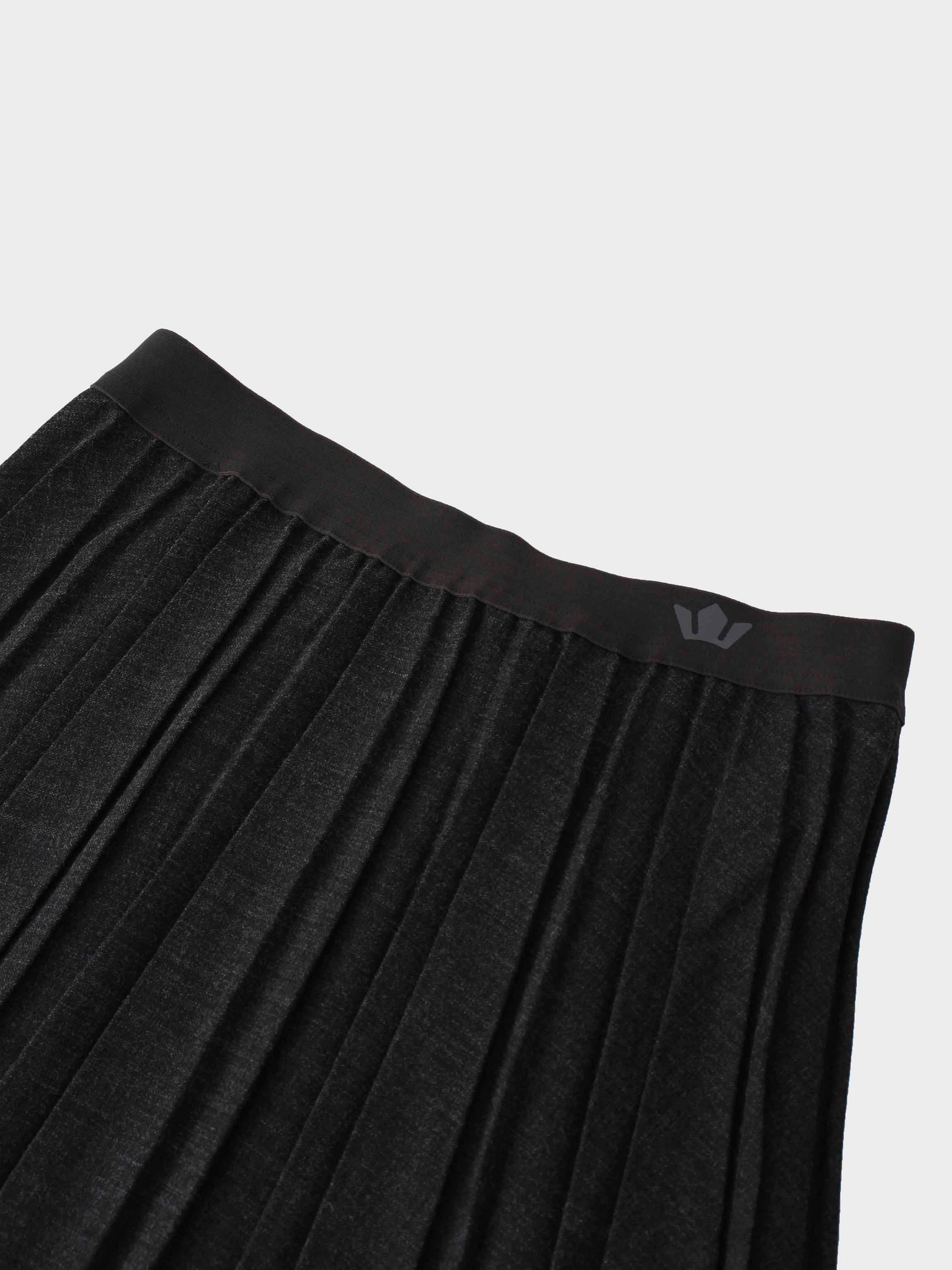 Merino Pleated Skirt-Black