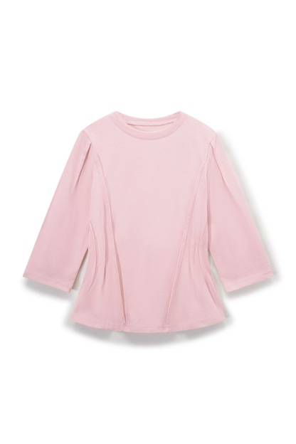 Pleat Seam T-shirt-Pink