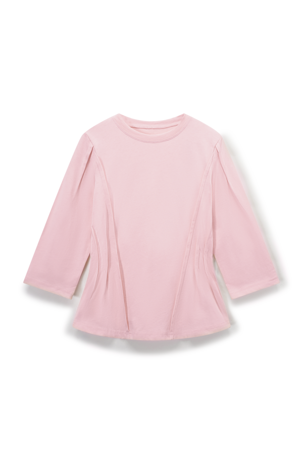 Pleat Seam T-shirt-Pink