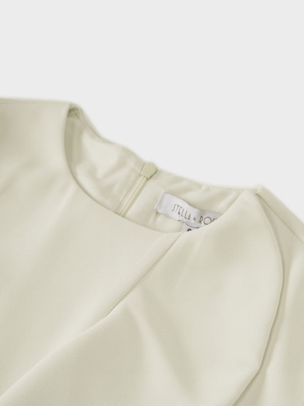 Waist Ruffle Dress-Cream