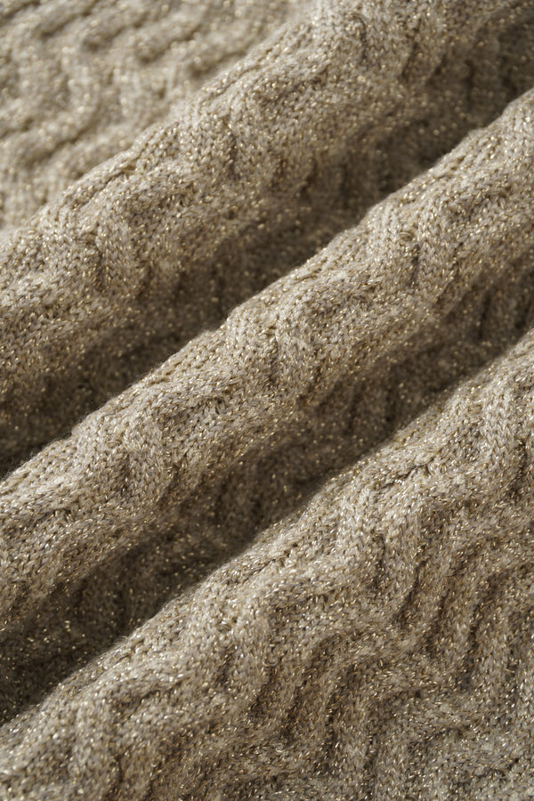 Textured Lurex Crew Sweater-Ivory