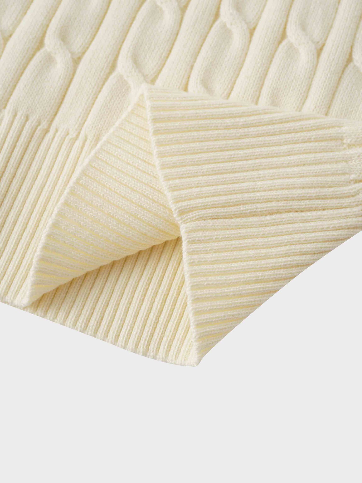 Crew Neck Cable Sweater-Ivory