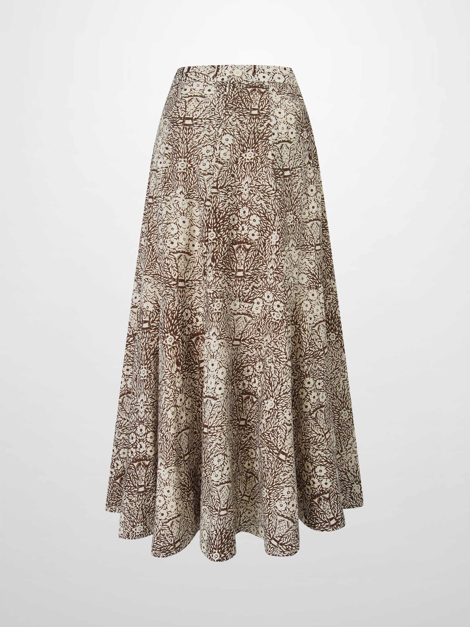 Floral Print Trumpet Skirt-Brown