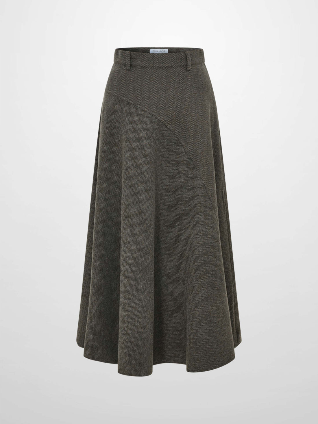 Curved Seam Full Skirt - Multi Herringbone