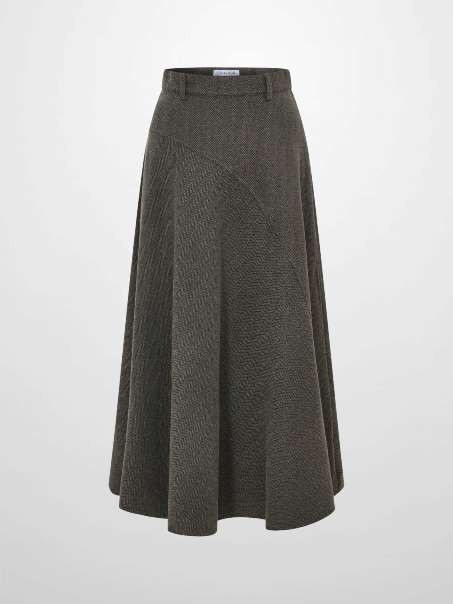 Curved Seam Full Skirt - Multi Herringbone