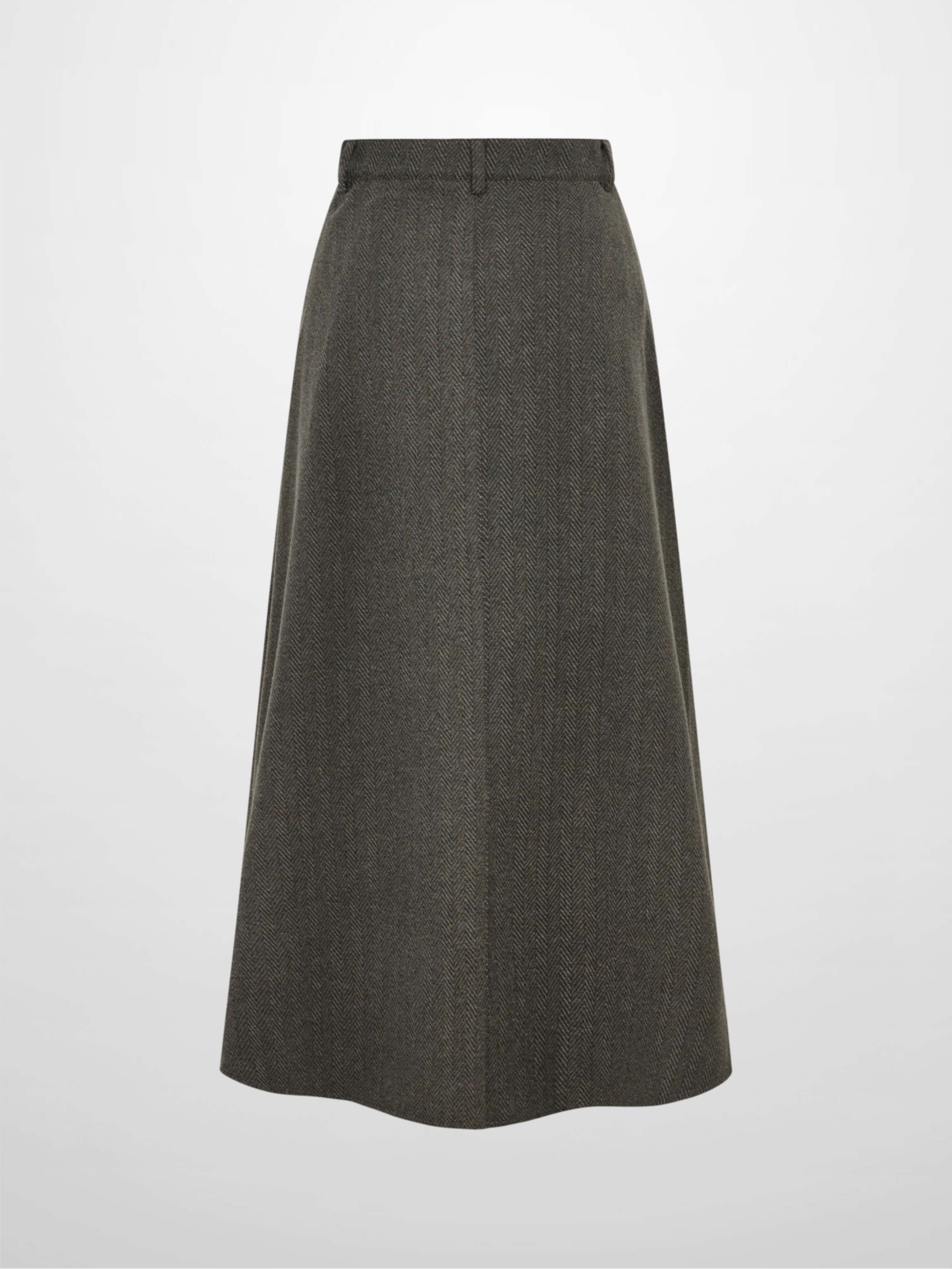 Curved Seam Full Skirt - Multi Herringbone