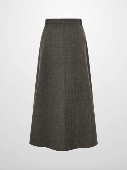 Curved Seam Full Skirt - Multi Herringbone