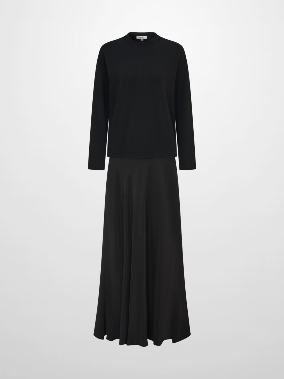Cupro Bottom Sweatshirt Dress-Black
