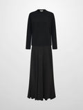 Cupro Bottom Sweatshirt Dress-Black