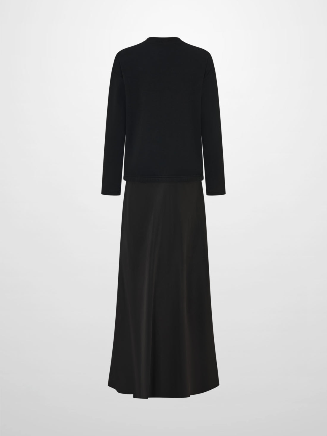 Cupro Bottom Sweatshirt Dress-Black