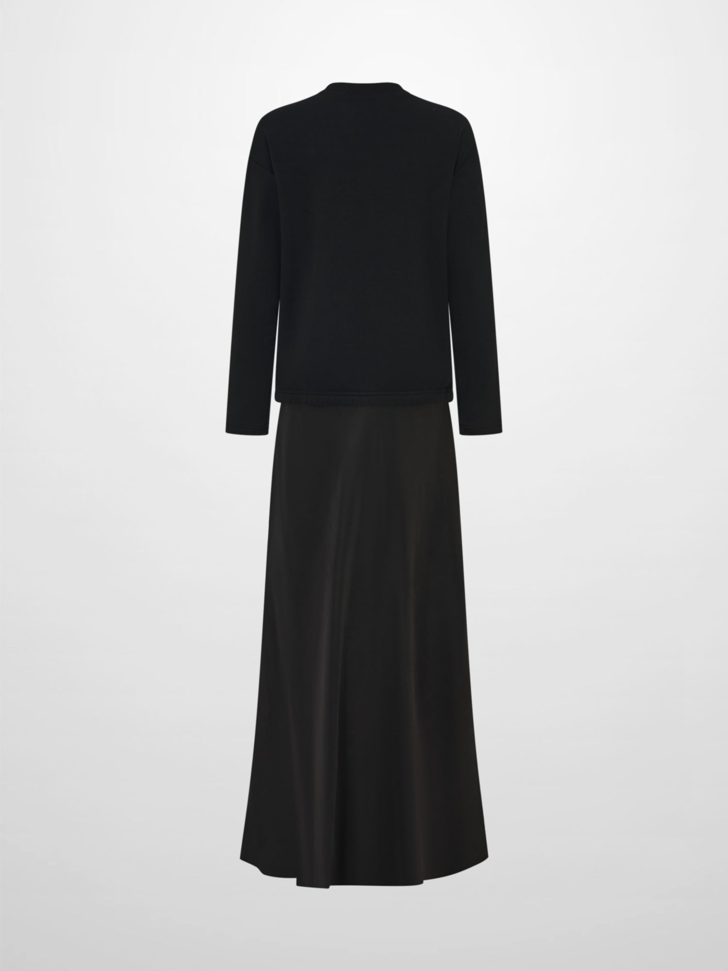 Cupro Bottom Sweatshirt Dress-Black