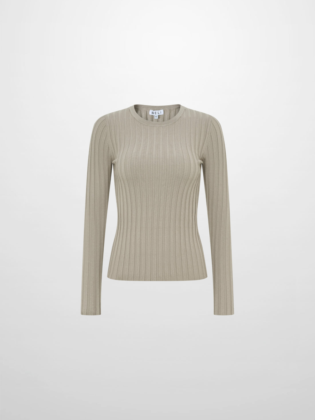 Ribbed Crew Neck Sweater - Light Mocha