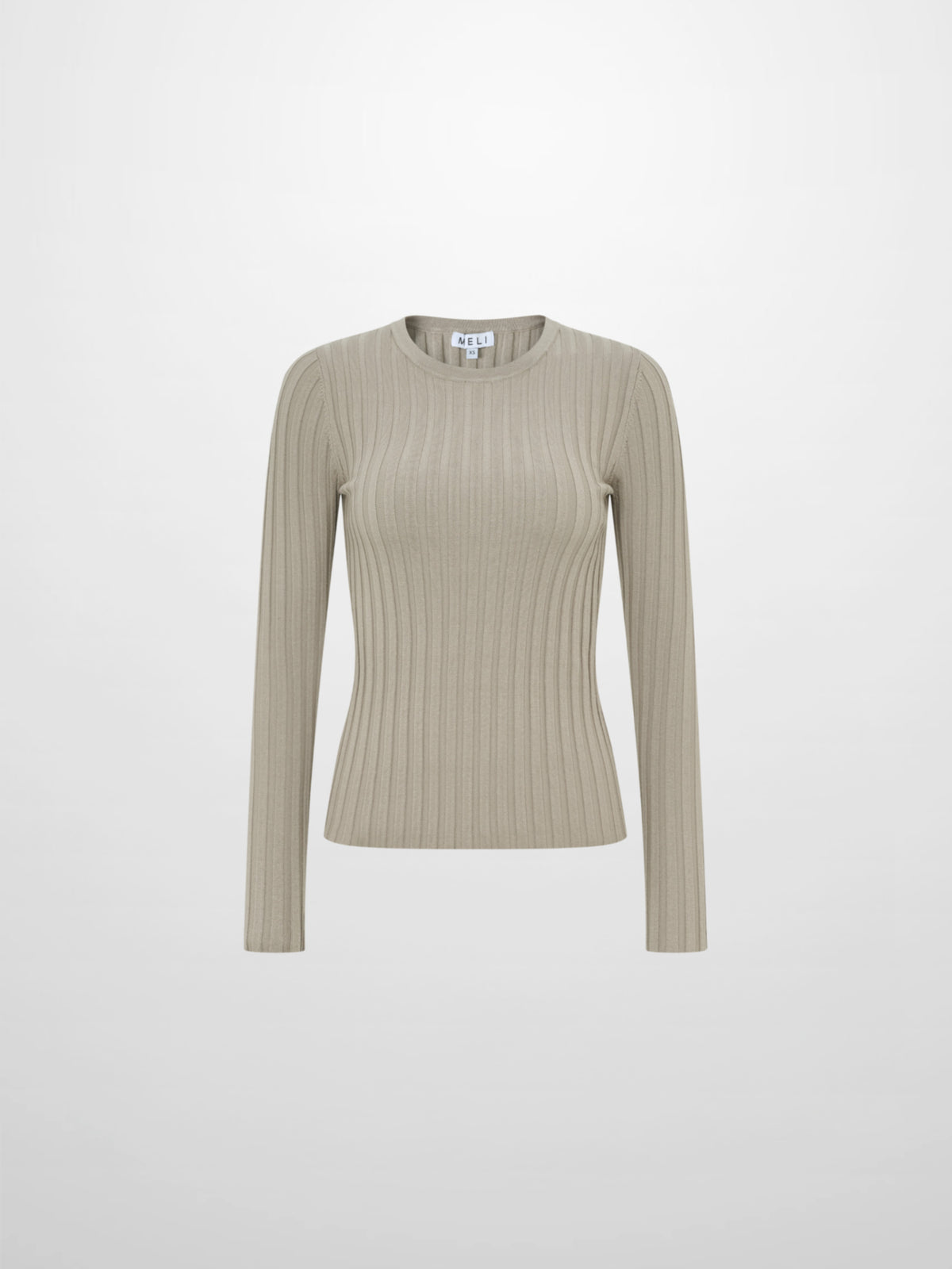 Ribbed Crew Neck Sweater - Light Mocha