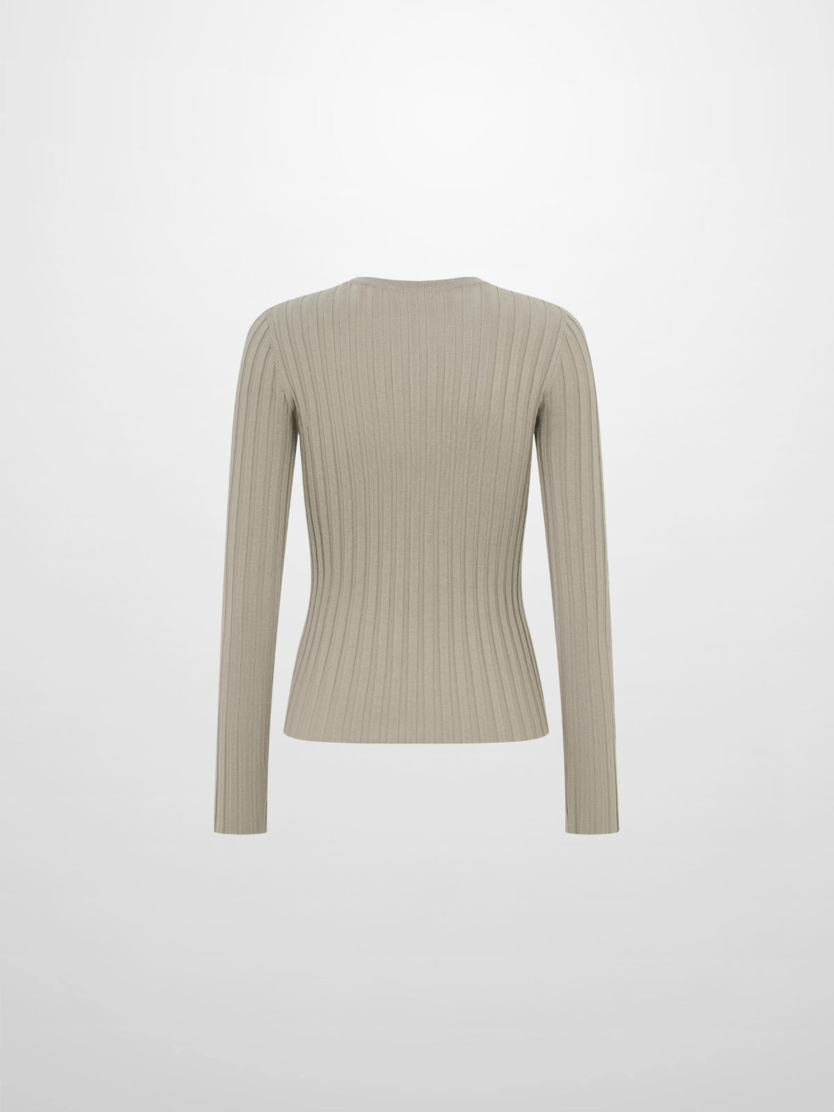 Ribbed Crew Neck Sweater - Light Mocha