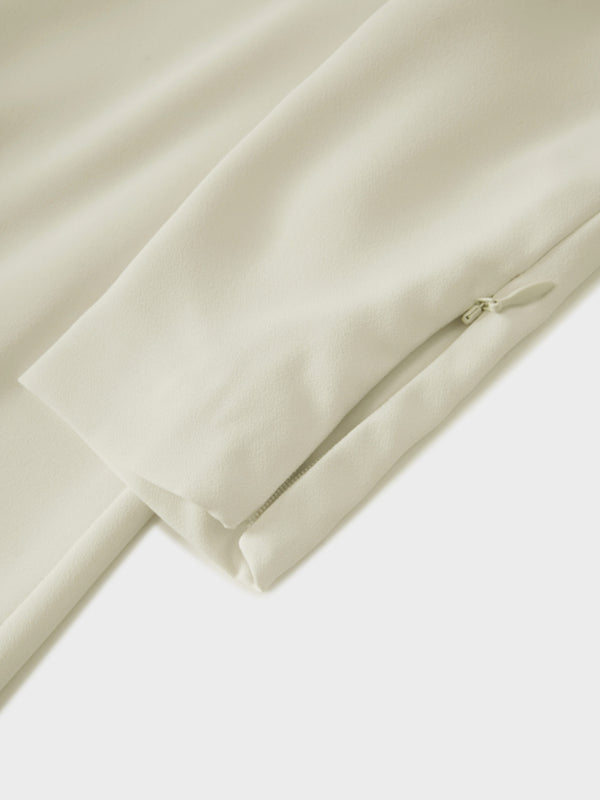 Waist Ruffle Dress-Cream