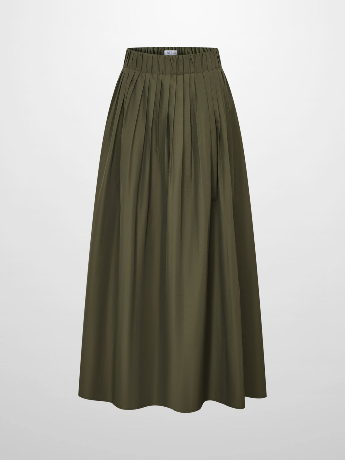 Elastic Waist Taffeta Skirt - Olive